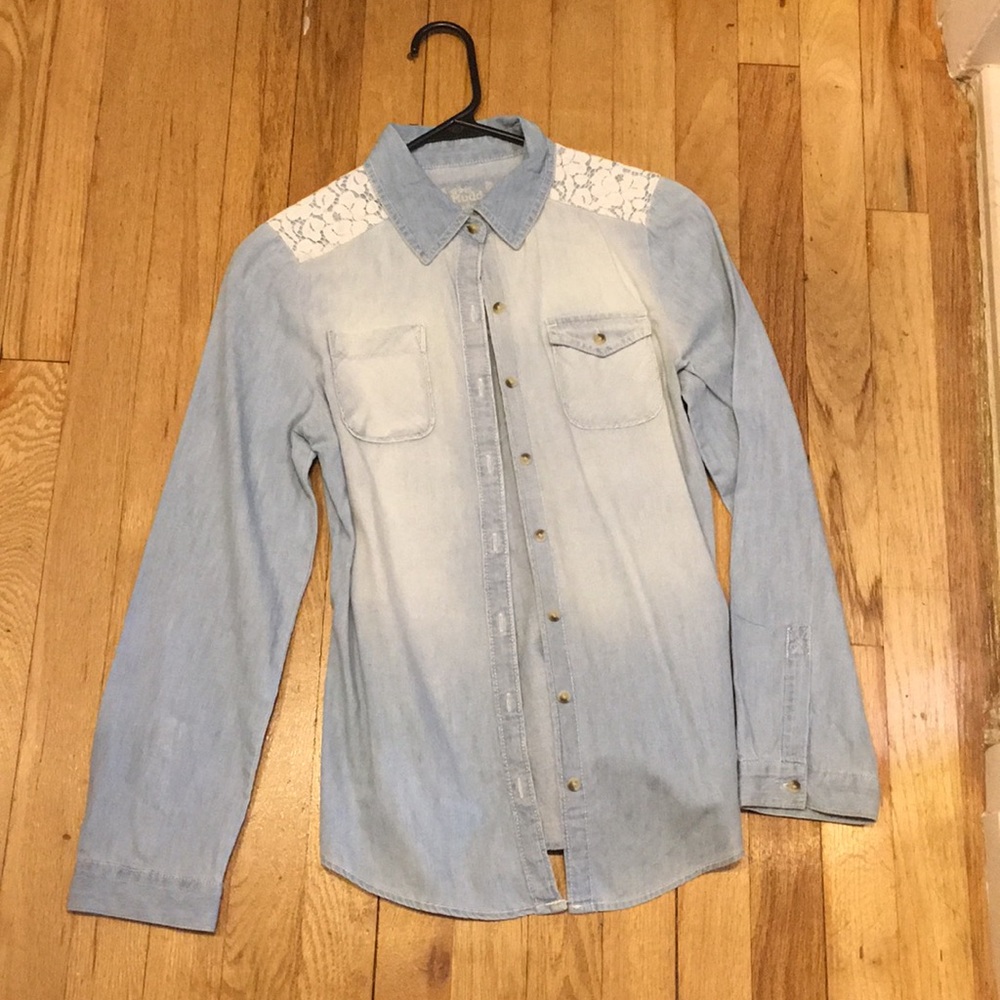 Mudd denim lace top Youth Large